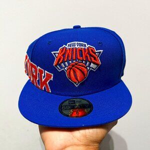 New York Knicks NBA Side Split Blue Fitted Hat - New